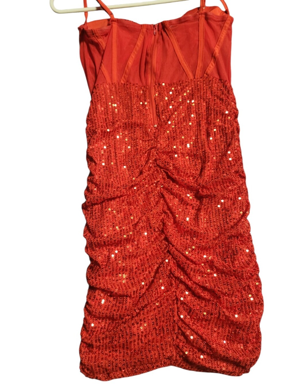 Red Sequin Strapless Party Dress - Picture 4 of 6